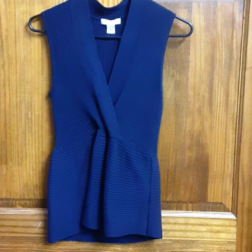 Cute Blue Sleevless Sweater Top